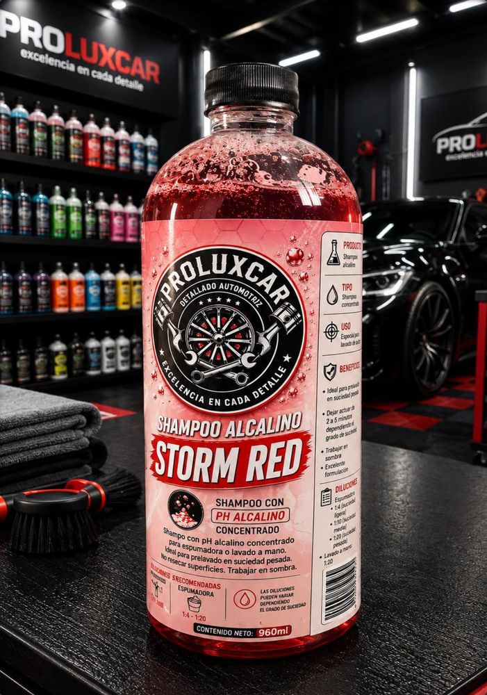 Shampoo Alcalino Storm Red de Proluxcar, 1 L